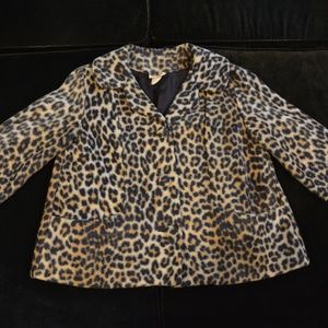 Vintage leopard-print fake fur jacket